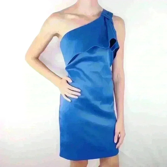 HALSTON HERITAGE
One-Shoulder Mini Dress - Picture 1 of 7